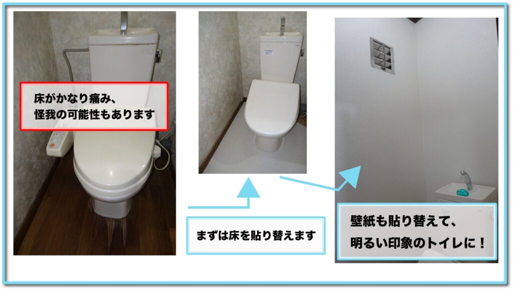 トイレ 床 変色 張替え工事